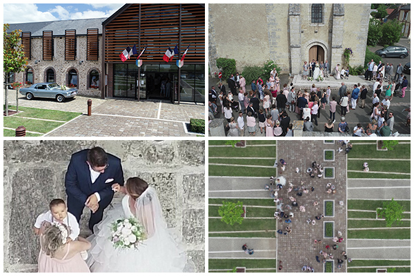 vue aérienne par drone d'un mariage à Mignières en Eure-et-Loir 28